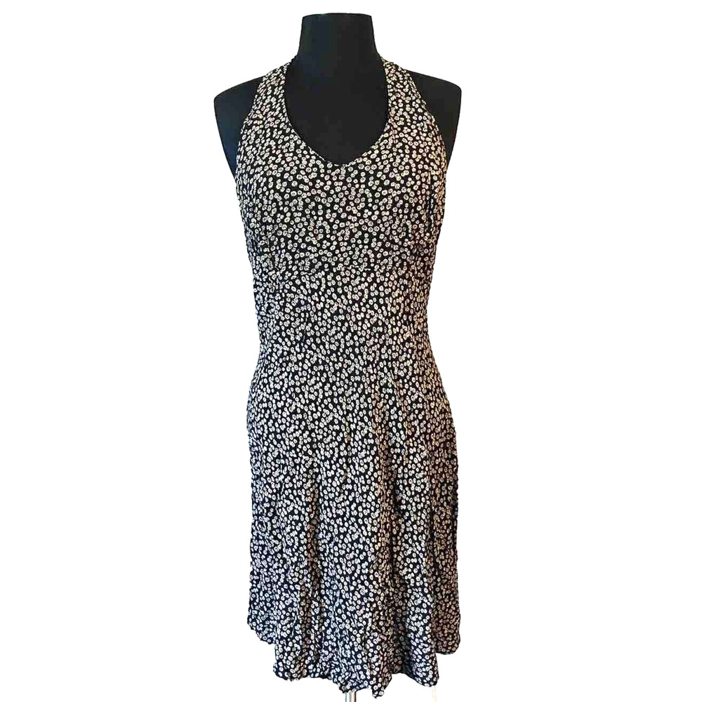 Vintage Y2K Alyn Paige Floral Sleeveless Maxi Dress Women's Sz S Black & White